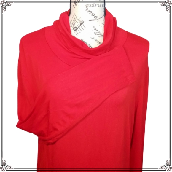 New York & Co Red Oversized Jersey Turtle Neck Top Size XL - Picture 6 of 7